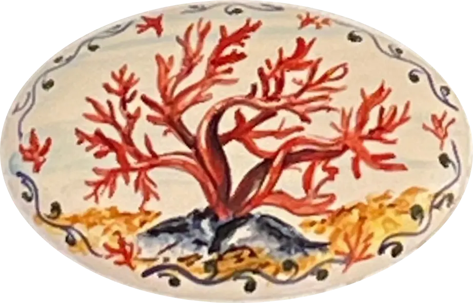 Logo della Stanza Corallo in ceramica dipinta a mano